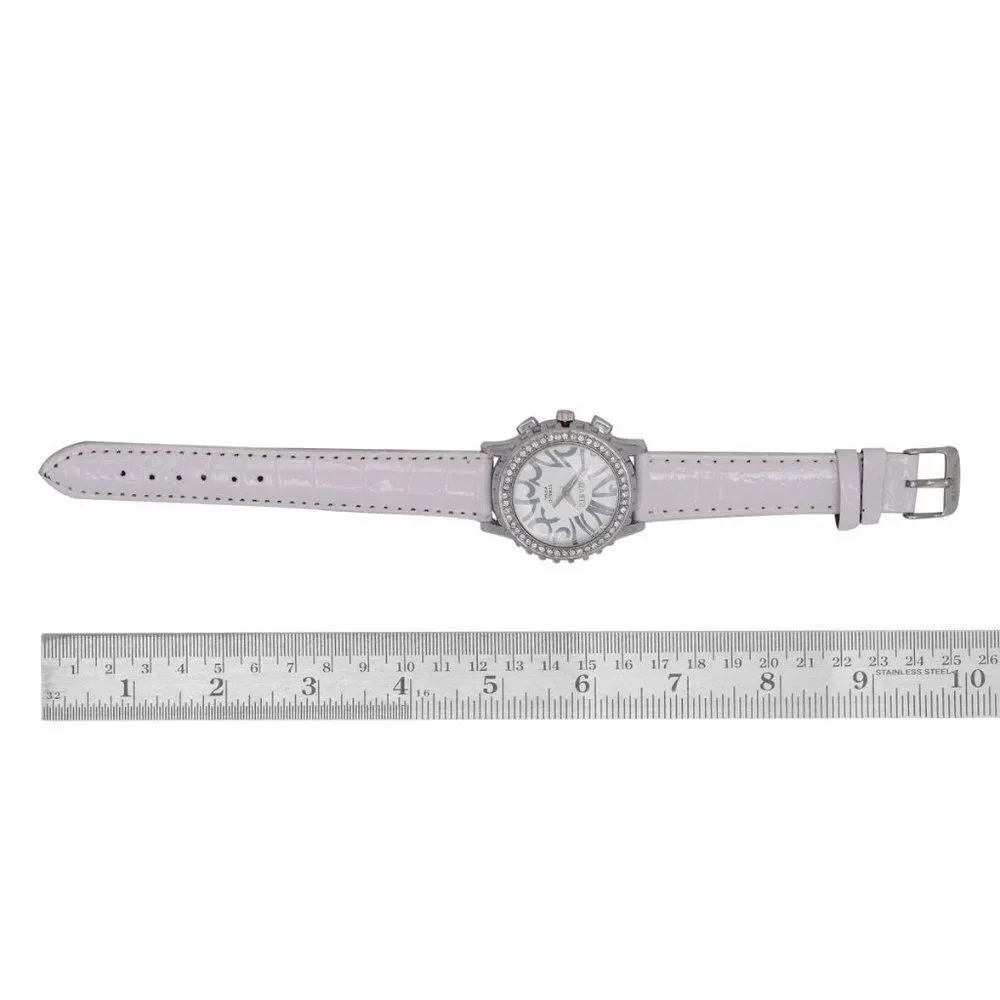 STRADA Austrian Crystal Watch Faux Leather Band